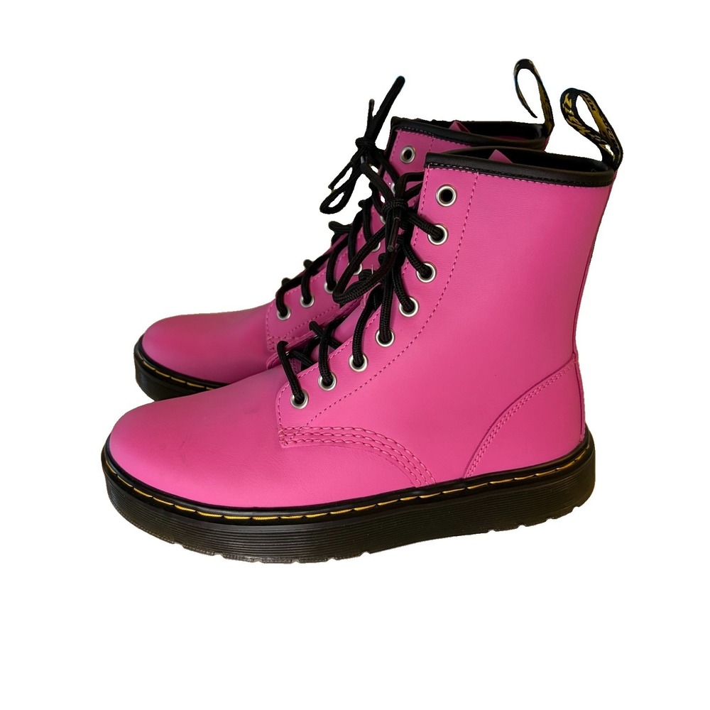Dr. Doc Martens Zavala Boot Pink Lace Up Combat Boots Womens Sz 7 EU 38 NEW